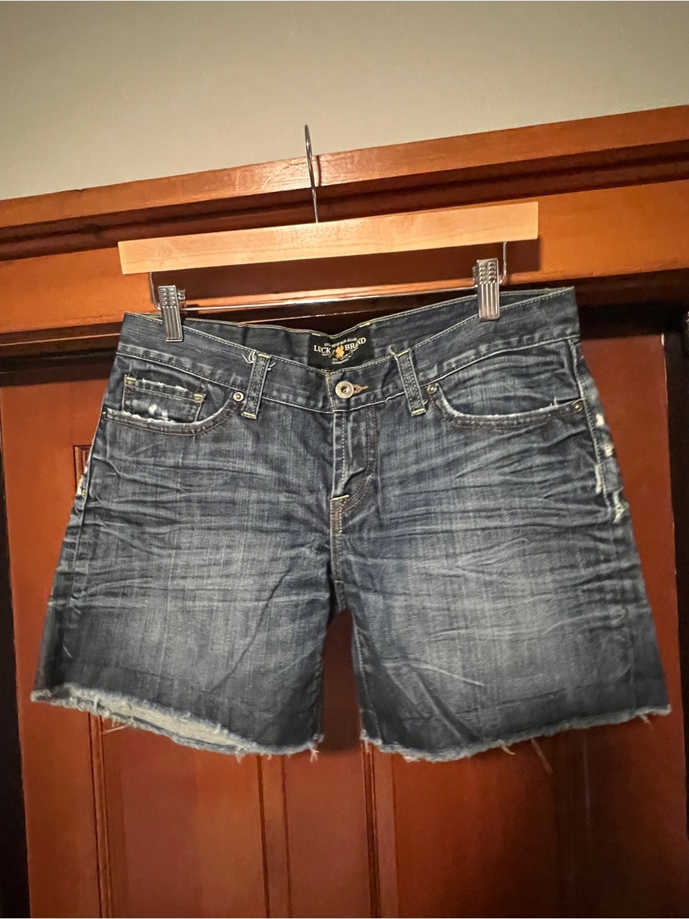 Vintage Lucky Brand Dark Blue Distressed Denim Cutoff Shorts